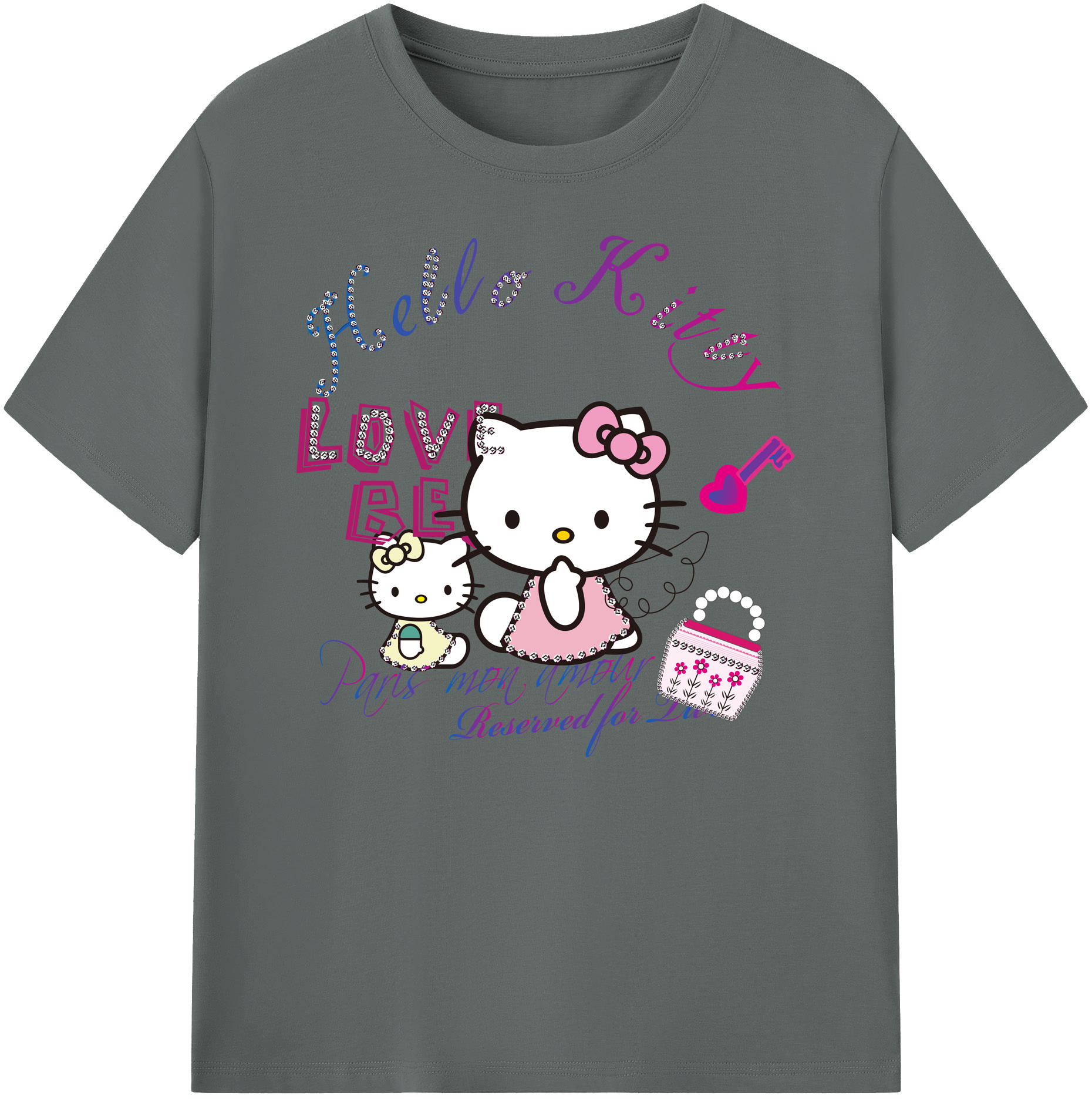 （画像用） Hello Kitty ハローキティ 綿100％ メンズ半袖Tシャツ｜肌触りやわらか＆通気性